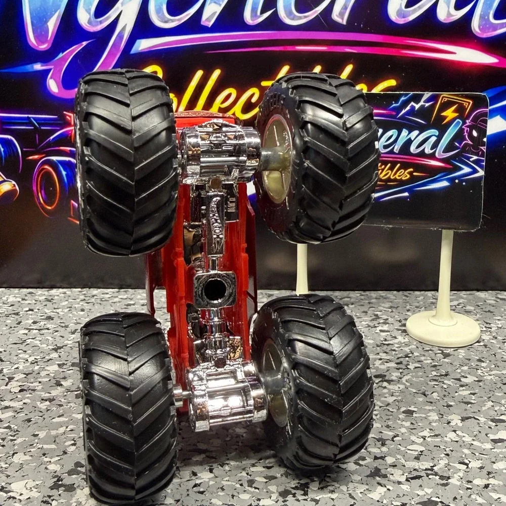 Hot Wheels Monster Trucks Metallic Red Pinstripe Diecast Toy Truck Chrome Rims